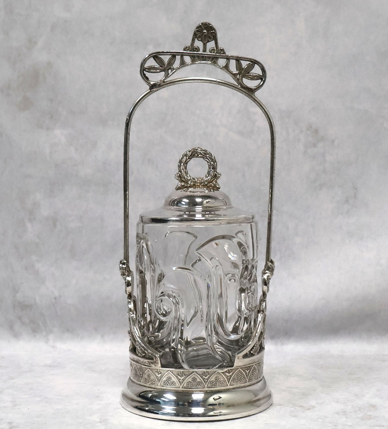 Antique Victorian 3-Piece Silver Plate Pickle Castor Original Glass Insert &amp; Lid