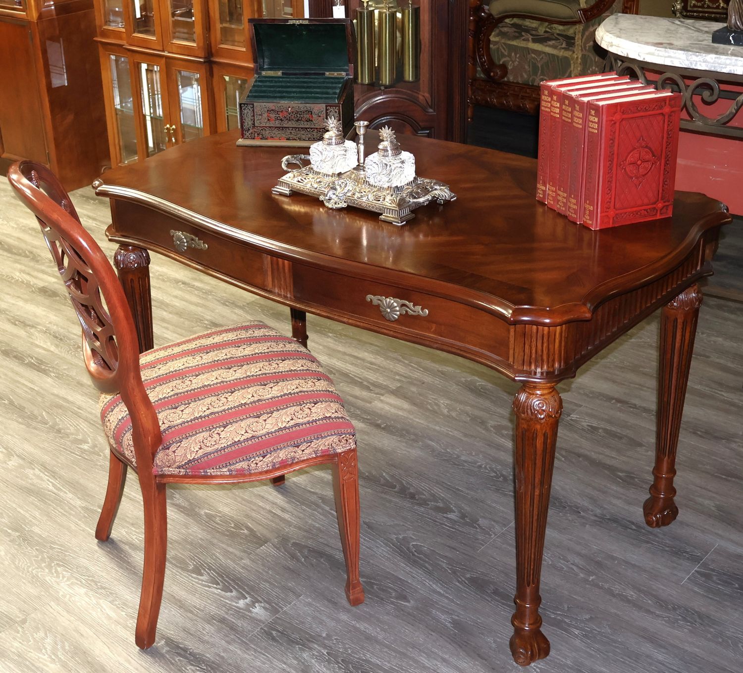 Hepplewhite Style Mahogany Writing Desk &amp; Matching Chair