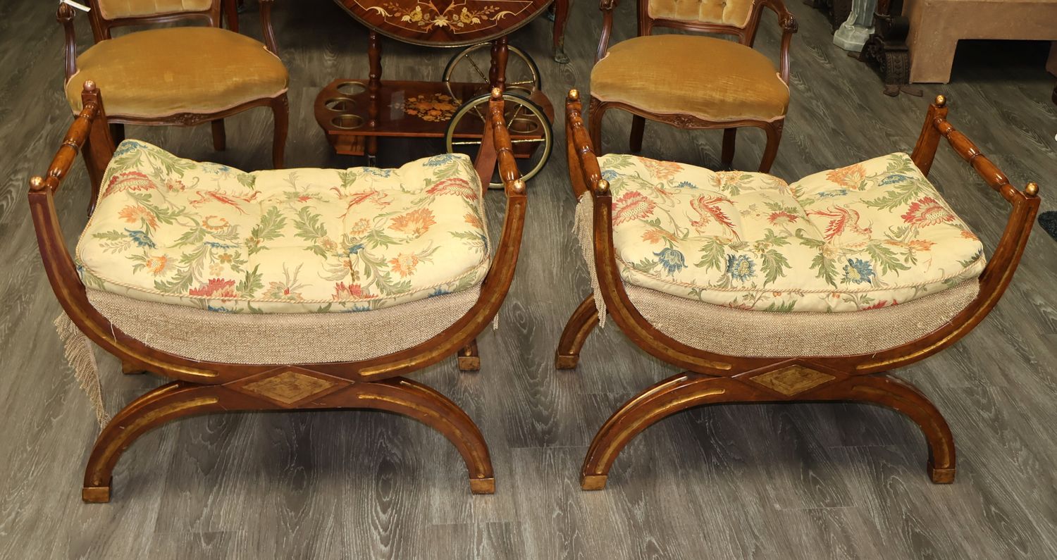Pair of French Empire Style Curule Benches – Restoration Project