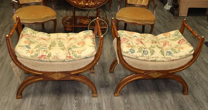 Pair of French Empire Style Curule Benches – Restoration Project