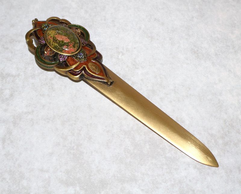 Jay Strongwater Hewitt Arabesque Jeweled Letter Opener Swarovski Crystal Enamel | Original Box