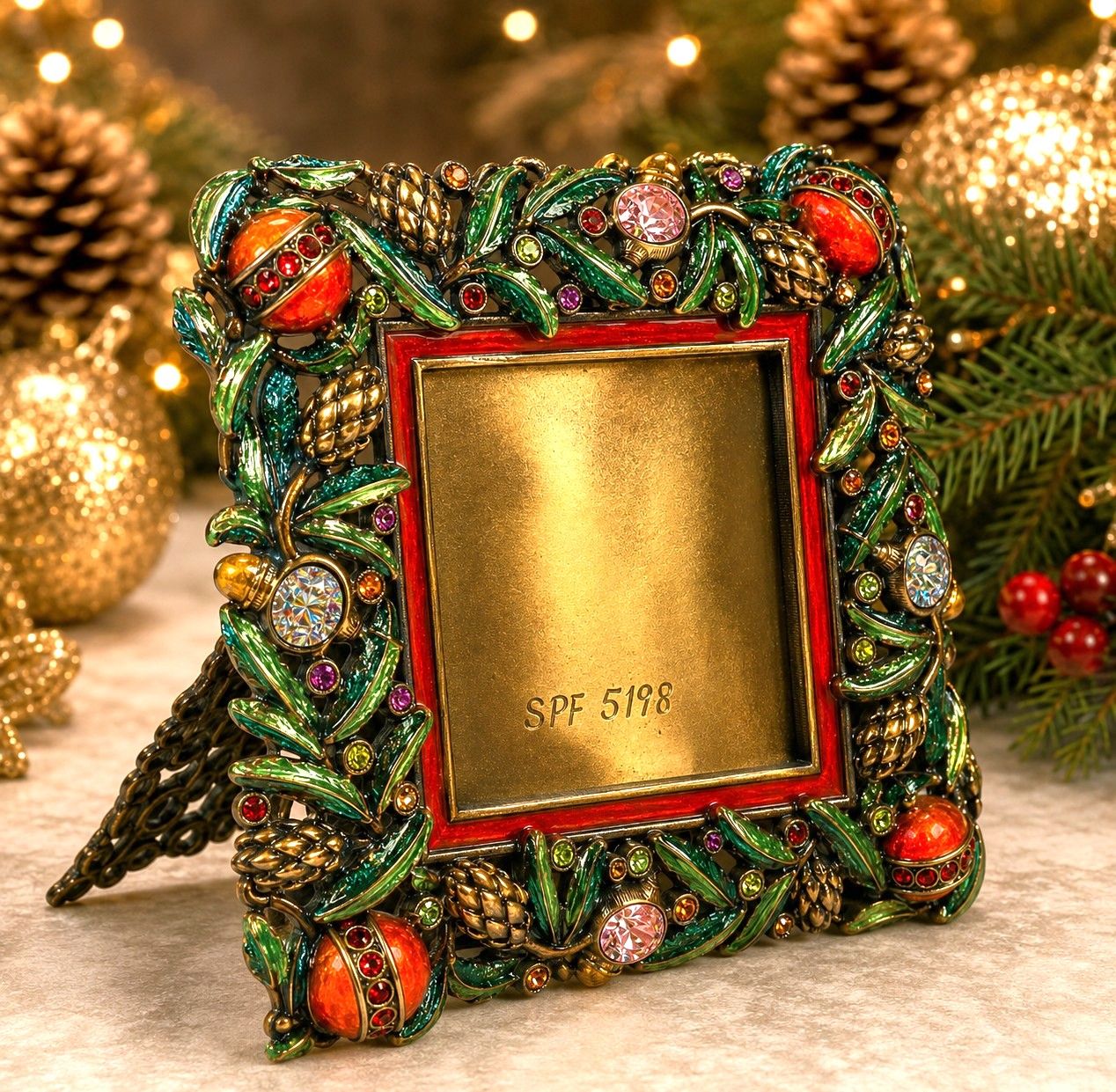 Jay Strongwater Christmas Ornaments Swarovski Crystal Picture Frame | Hand Signed