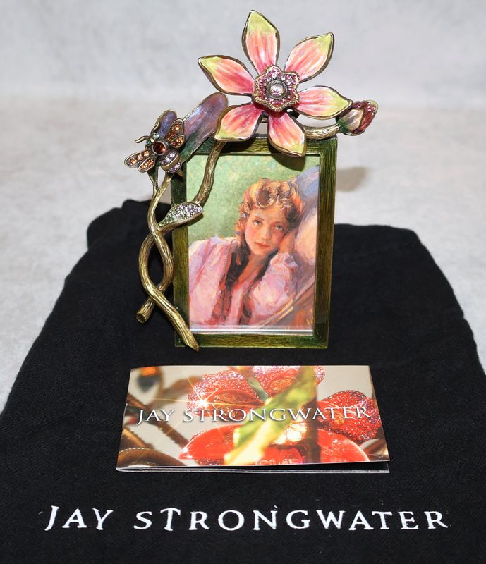 Jay Strongwater Bouquet Bee &amp; Flower Enamel &amp; Swarovski Crystal 2x3 Picture Frame