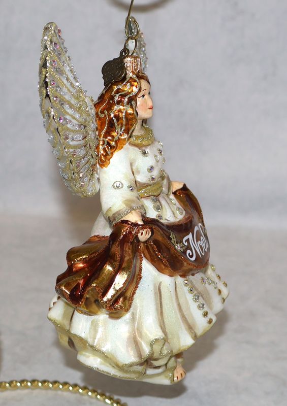 Jay Strongwater Noel Angel Swarovski Crystal Glass Ornament with Box | 6.5”