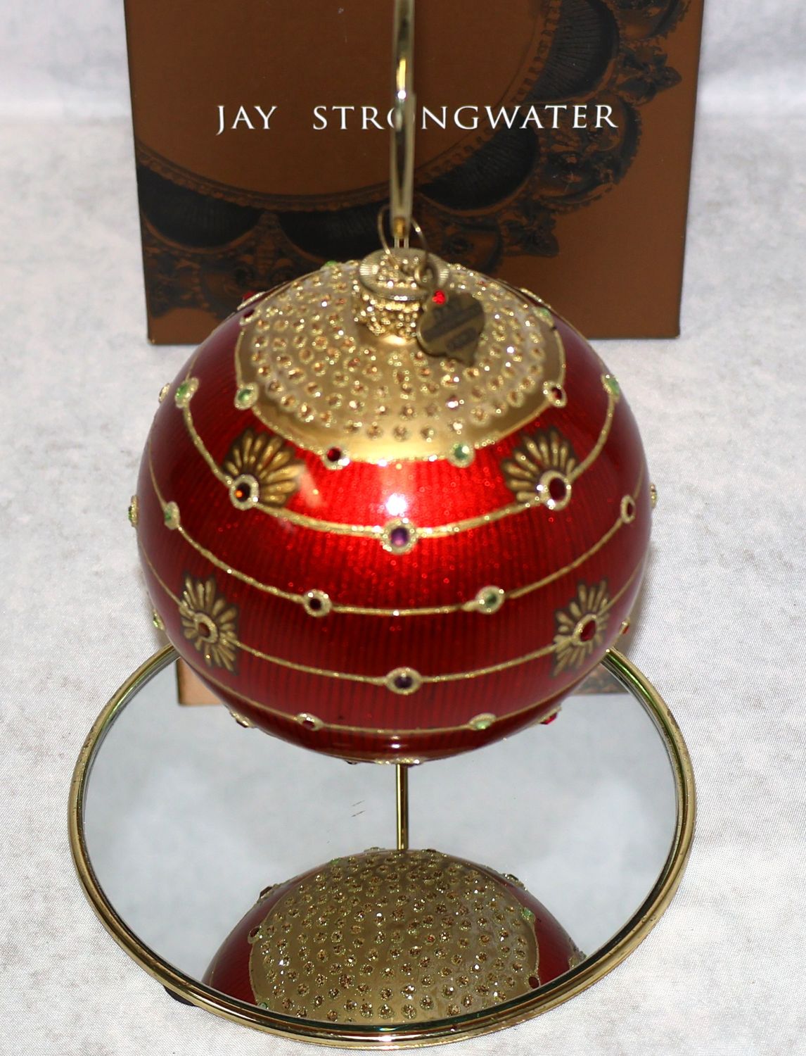 Jay Strongwater Red Glass Swarovski Crystal Ball Ornament with Box | 2002 Neiman Marcus Exclusive