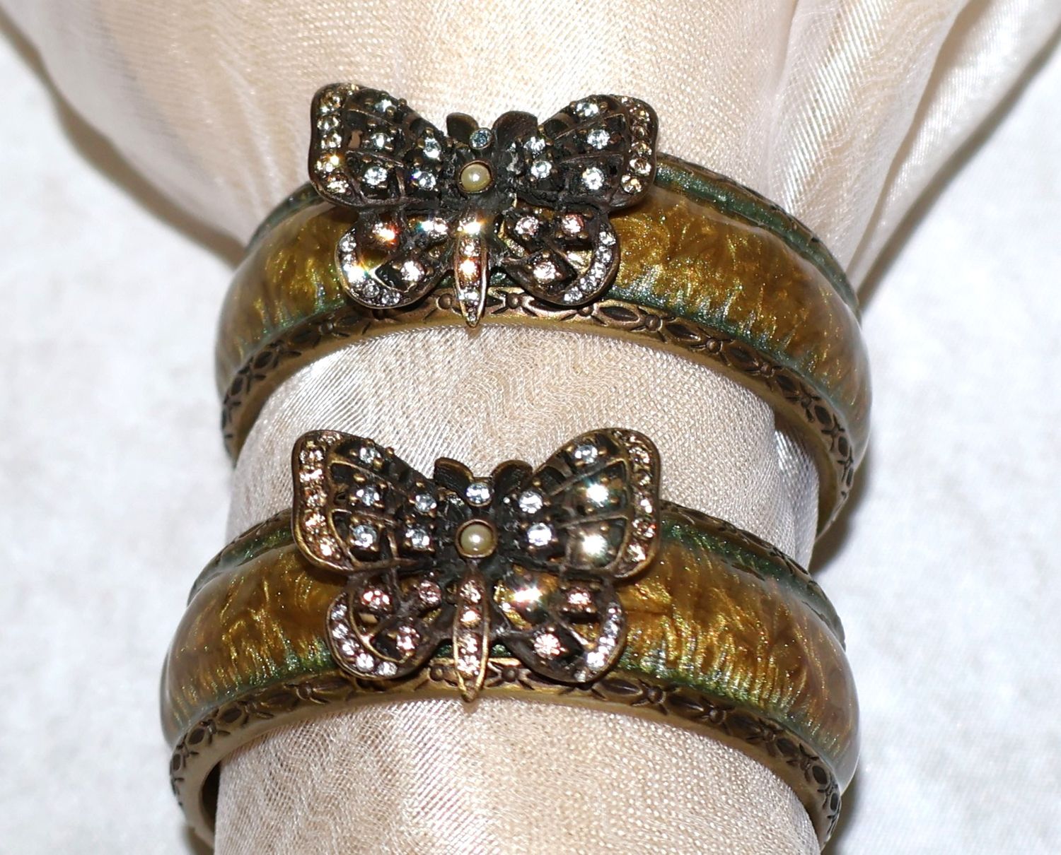 Jay Strongwater Butterfly Swarovski Crystal Enamel Napkin Rings | Set of 2