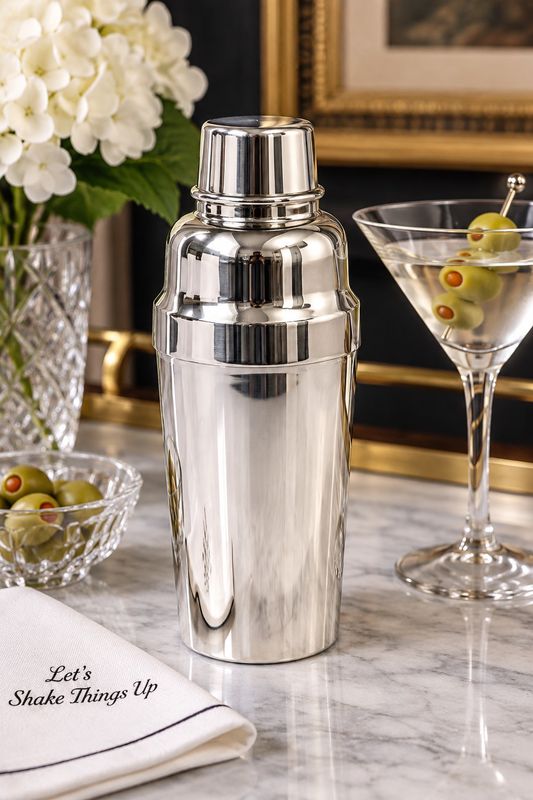 Christofle French Silver Plate Cocktail Martini Shaker with Strainer | 8.5”