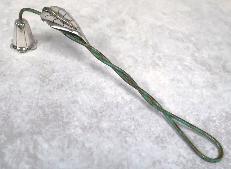 Emilia Castillo Taxco 925 Sterling Silver &amp; Verdigris Brass Candle Snuffer | Fully Hallmarked