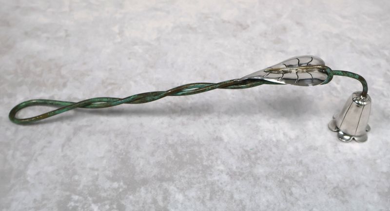 Emilia Castillo Taxco 925 Sterling Silver &amp; Verdigris Brass Candle Snuffer | Fully Hallmarked