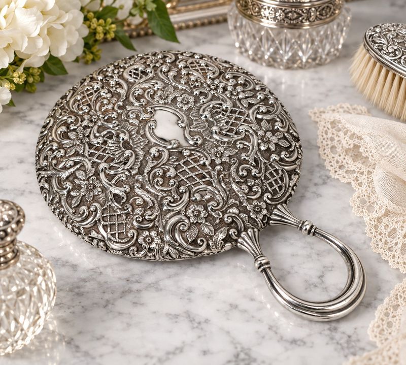 Henry Matthews Edwardian Sterling Silver 1903 Repoussé Hand Mirror | Fully Hallmarked