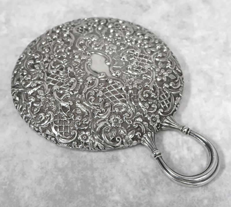 Henry Matthews Edwardian Sterling Silver 1903 Repoussé Hand Mirror | Fully Hallmarked