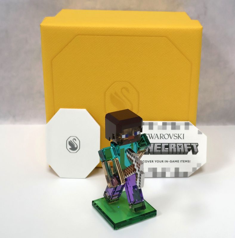 Swarovski Crystal Minecraft Steve Figurine 5701272 | Original Box