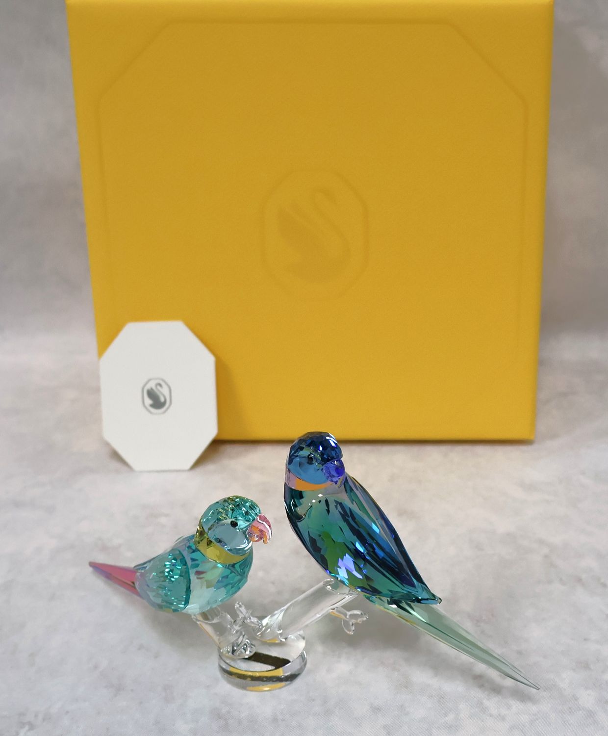 Swarovski Crystal Jungle Beats Parakeet Couple Figurine Fife &amp; Fifer 5577124 | Original Box