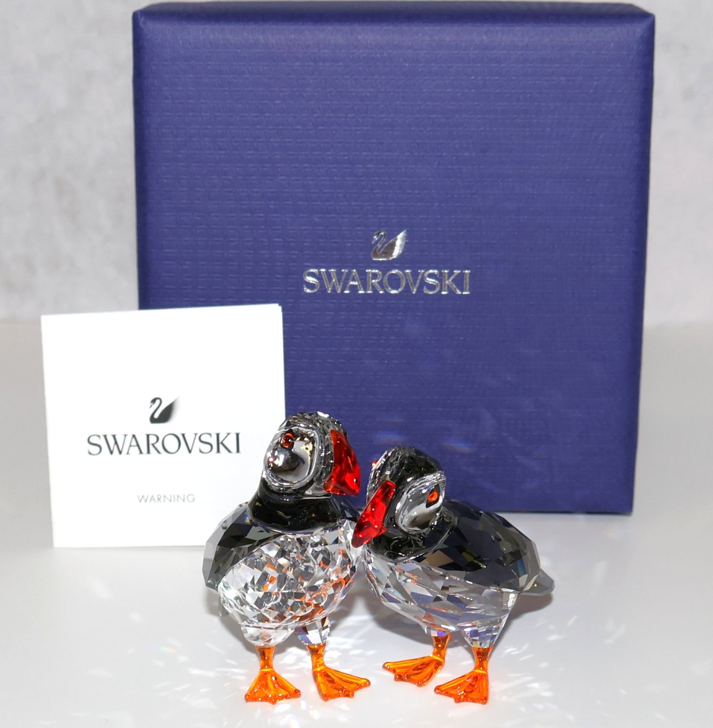 Swarovski Crystal Feathered Beauties Atlantic Puffins Figurine 5472475 | Original Box