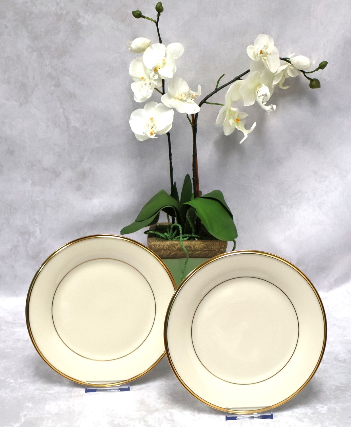 Lenox Eternal Dimension Collection Salad Plates Gold Trim (Set of 2) Made in USA