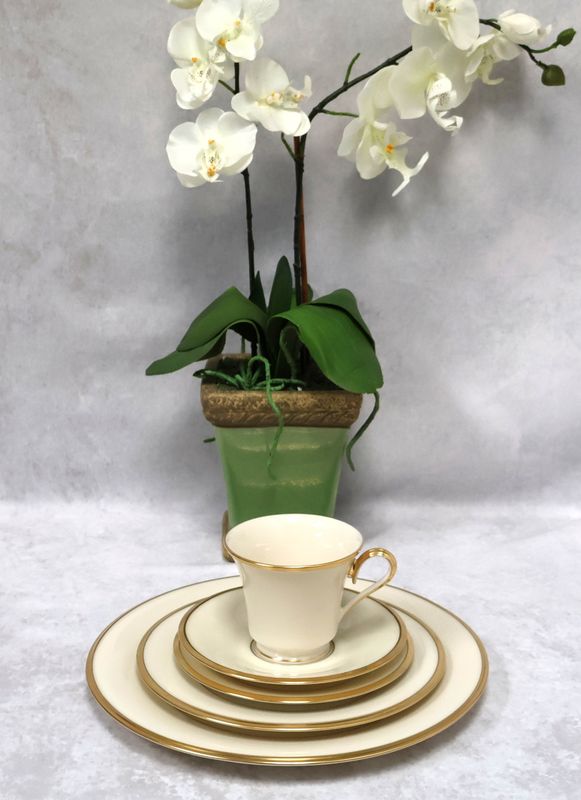 Vintage Lenox Eternal 5-Piece Place Setting Gold Trim | Wreath Backstamp Made in USA