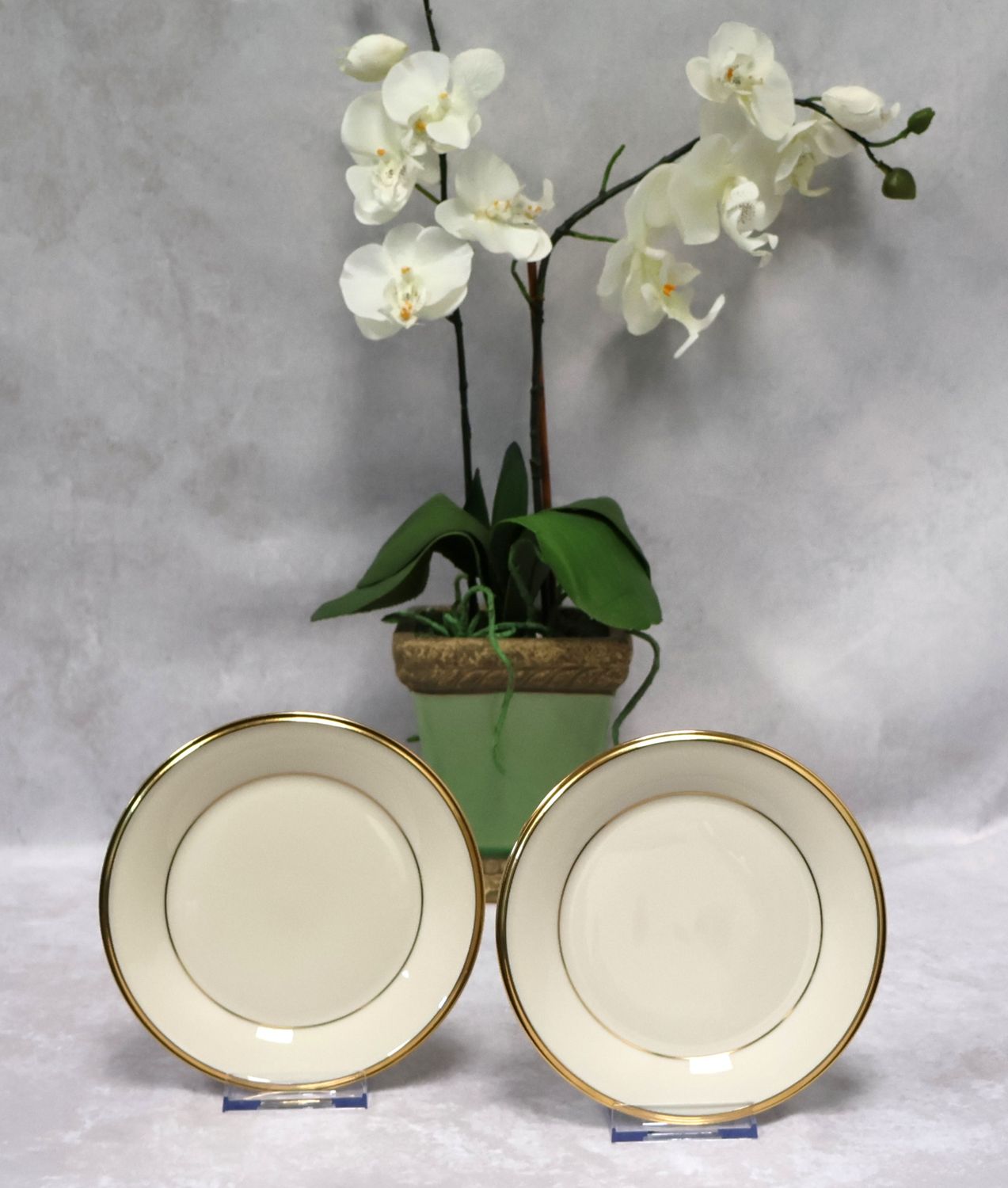 Lenox Eternal Dimension Collection Bread Plates Gold Trim (Set of 2) Made in USA
