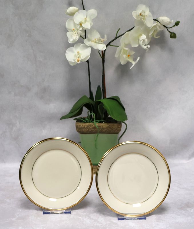 Lenox Eternal Dimension Collection Bread Plates Gold Trim (Set of 2) Made in USA