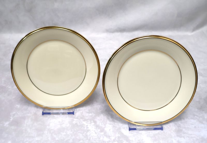 Lenox Eternal Dimension Collection Bread Plates Gold Trim (Set of 2) Made in USA