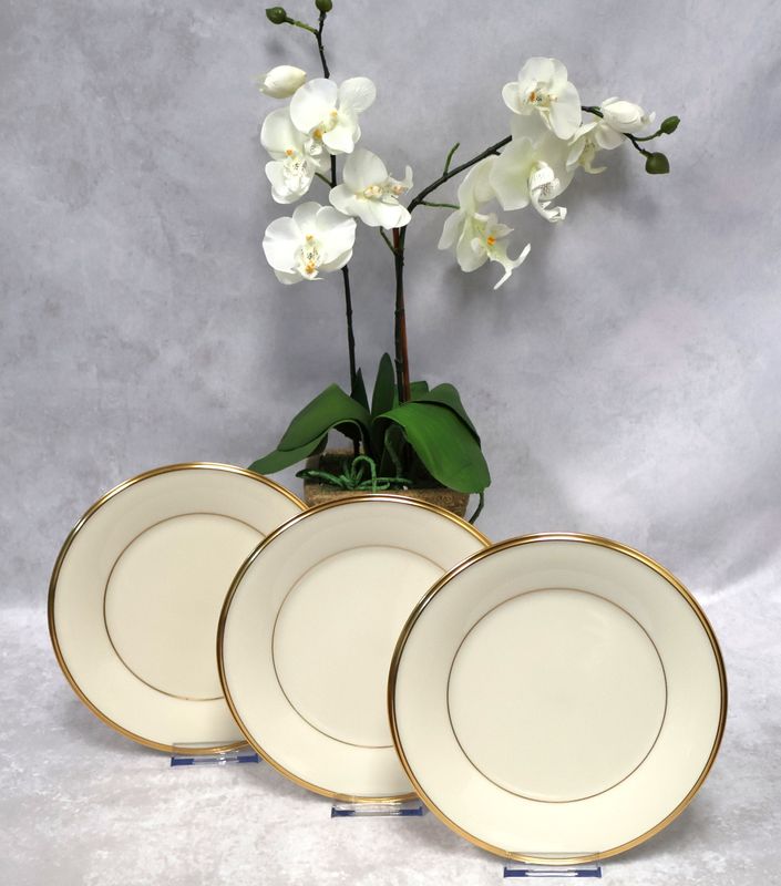 Vintage Lenox Eternal Salad Plates Gold Trim (Set of 3) Wreath Backstamp Made in USA
