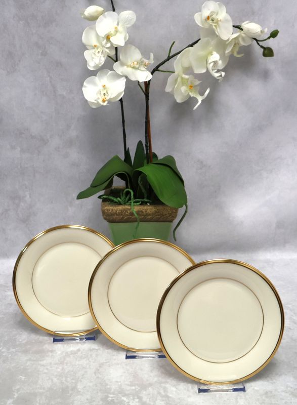 Vintage Lenox Eternal Bread Plates Gold Trim (Set of 3) Wreath Backstamp USA