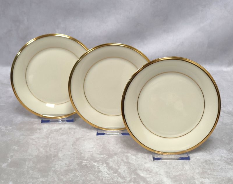 Vintage Lenox Eternal Bread Plates Gold Trim (Set of 3) Wreath Backstamp USA