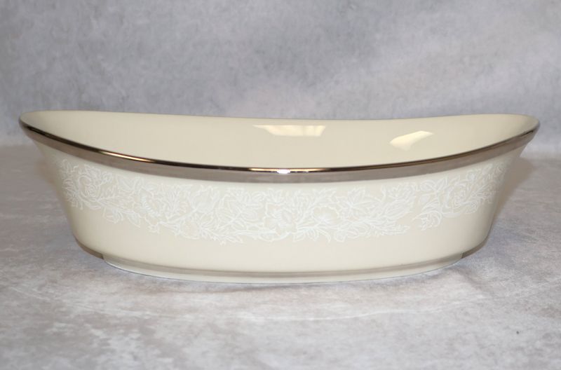 Lenox Moonspun Oval 10” Vegetable Serving Bowl Bone China Platinum Trim | USA
