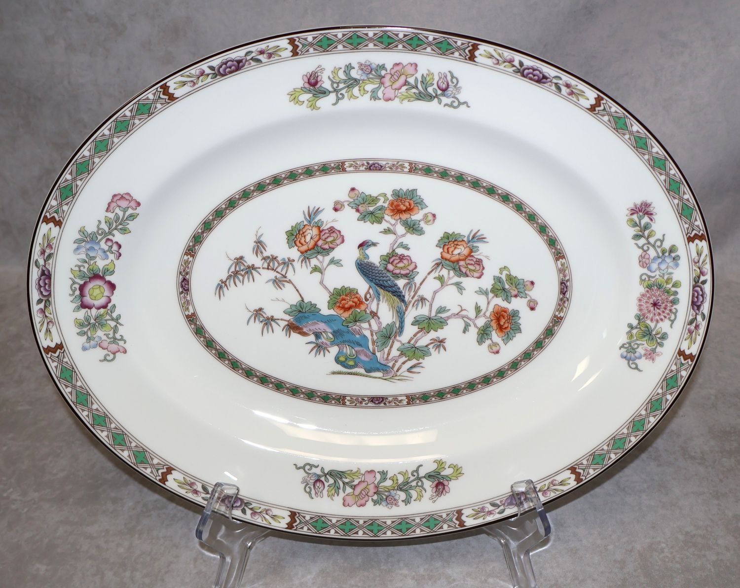 Wedgwood Kutani Crane 15 3/8" Oval Serving Platter Bone China R4464 | England
