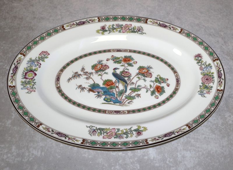 Wedgwood Kutani Crane 15 3/8" Oval Serving Platter Bone China R4464 | England