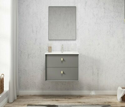 HAMPSHIRE MATTE GREY 600X460X550 WALL HUNG VANITY WITH CERAMIC TOP