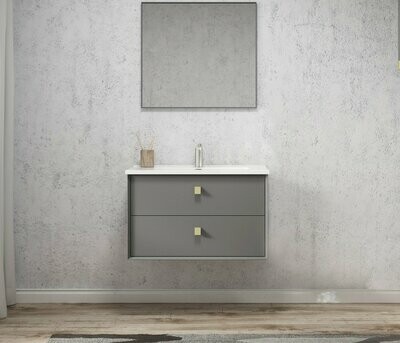 HAMPSHIRE MATTE GREY 750X460X550 WALL HUNG VANITY WITH CERAMIC TOP