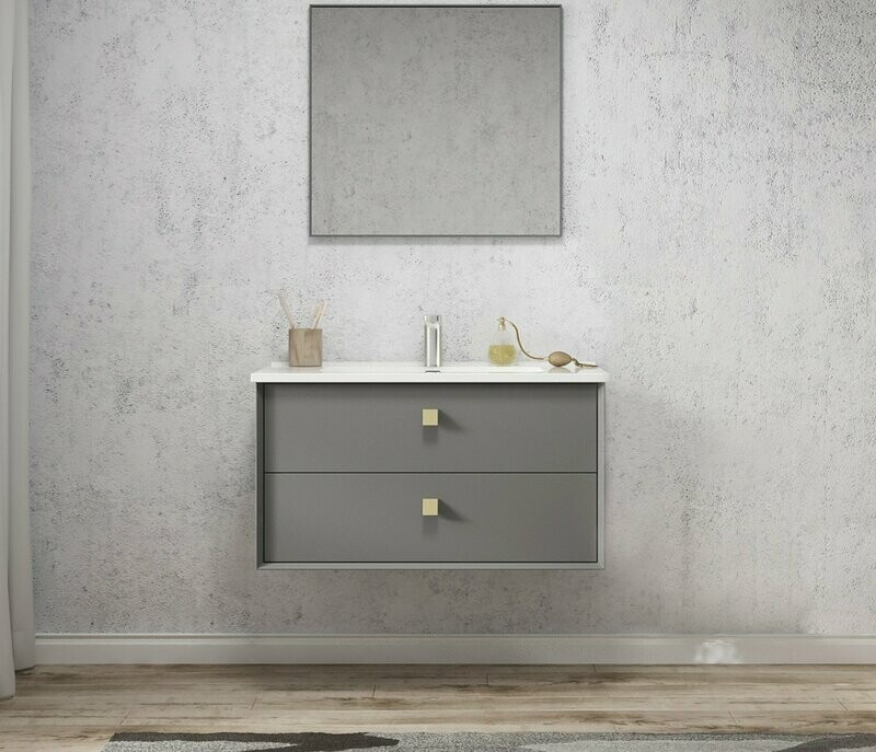 HAMPSHIRE MATTE GREY 900X460X550 WALL HUNG VANITY WITH CERAMIC TOP