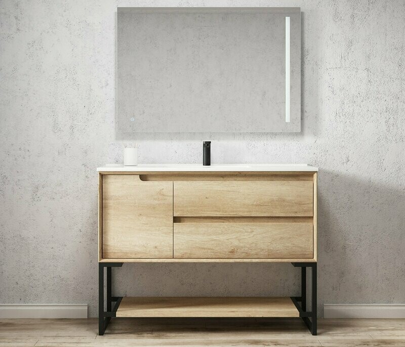 SCANDI NATURAL OAK 1200X460X840 VANITY ON LEGS WITH CERAMIC TOP
