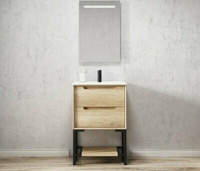 SCANDI 600mm NATURAL OAK CABINET ON LEGS WITH CERAMIC TOP