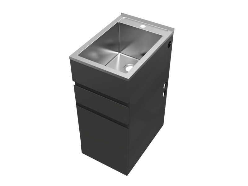 Excellence 35L Matte Black Drawer System Laundry Unit 390 W x 870 H x 570mm D