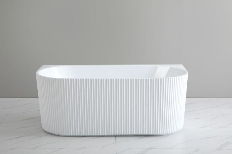 FLUTED FREESTANDING BACK TO WALL BATH MATTE OR GLOSS WHITE