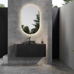 INDI BLACK CURVED WALL HUNG VANITY