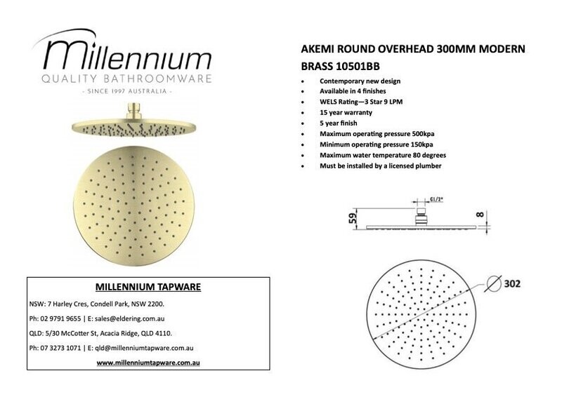 Akemi 300mm Round Overhead Modern Brass