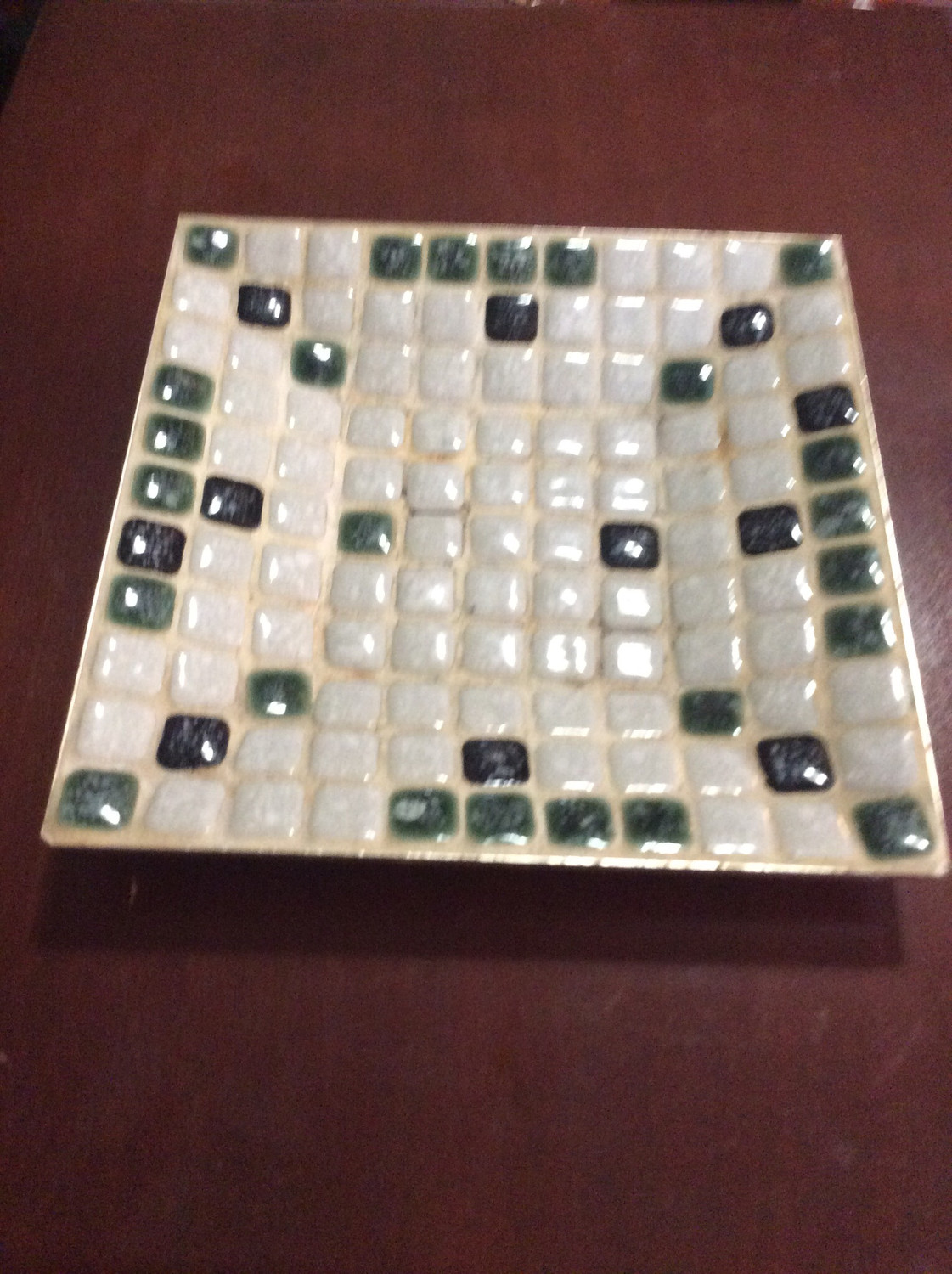 Small Mosaic Tile Tray Dish Align Thy Path With Blessings Prosperity Bestowals Of Wealth 