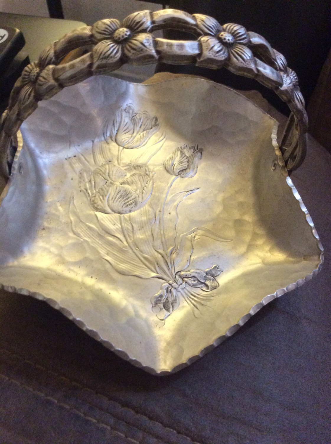 Metal Dish With Handle Earth Field Energy Natural Harmonic Magnetic Essence
