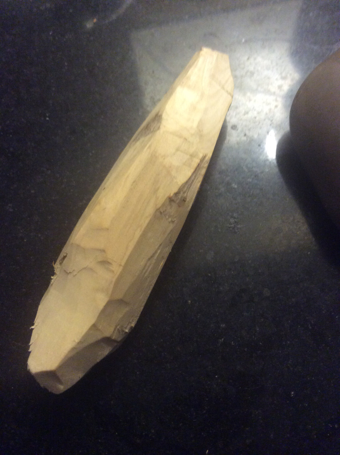 Athame Carved Wood Piece And River Rock Nature Essence Enchantments