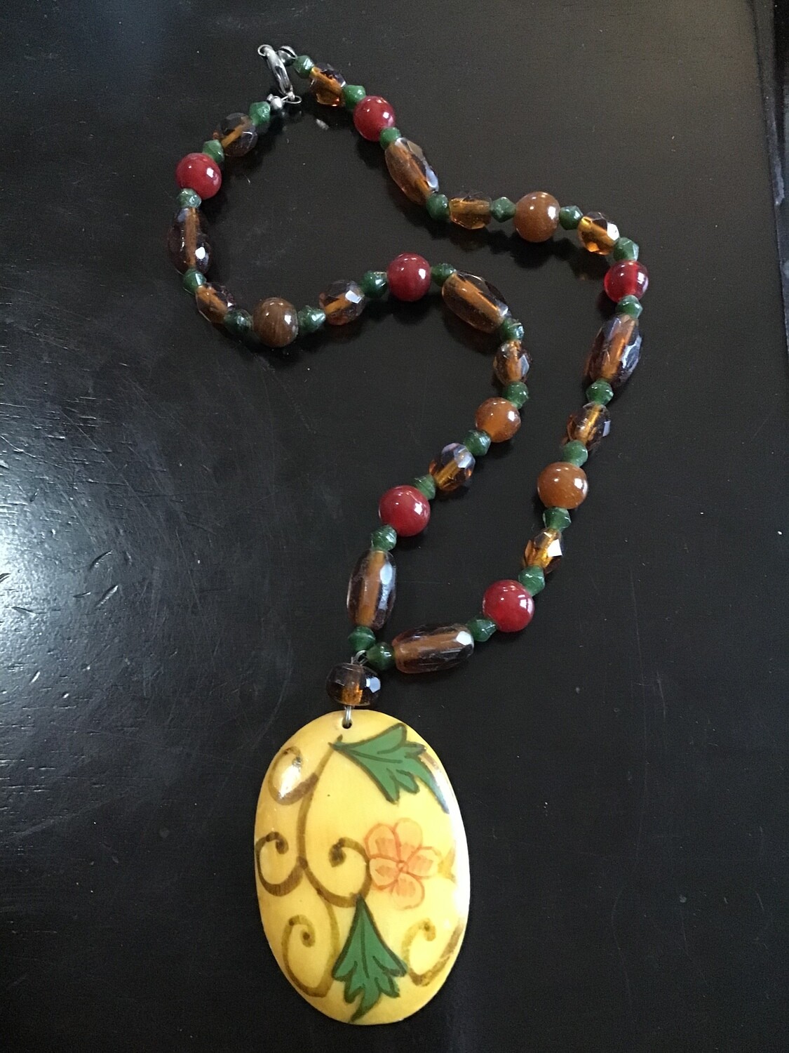 Amulet on small beaded necklace, increase Faith, Joy, uplift emotions