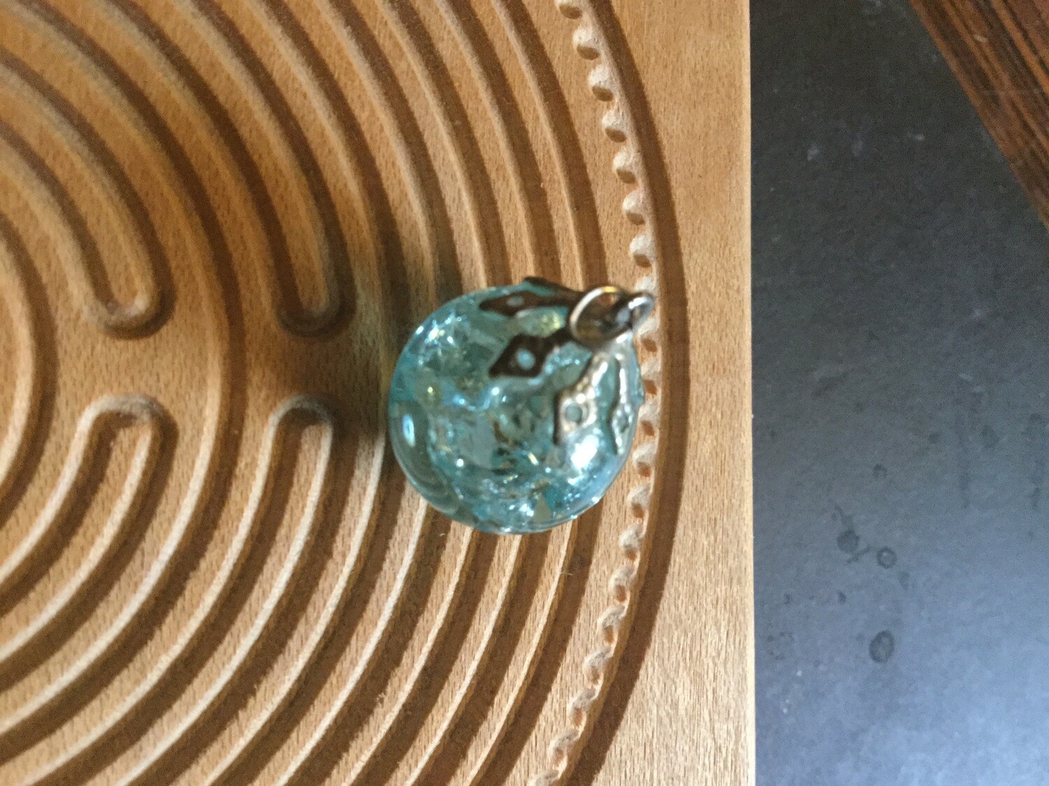 Small glass bead charm Anointing to find peaceful state of mind, calmness during times of trouble, clear focus, concentration