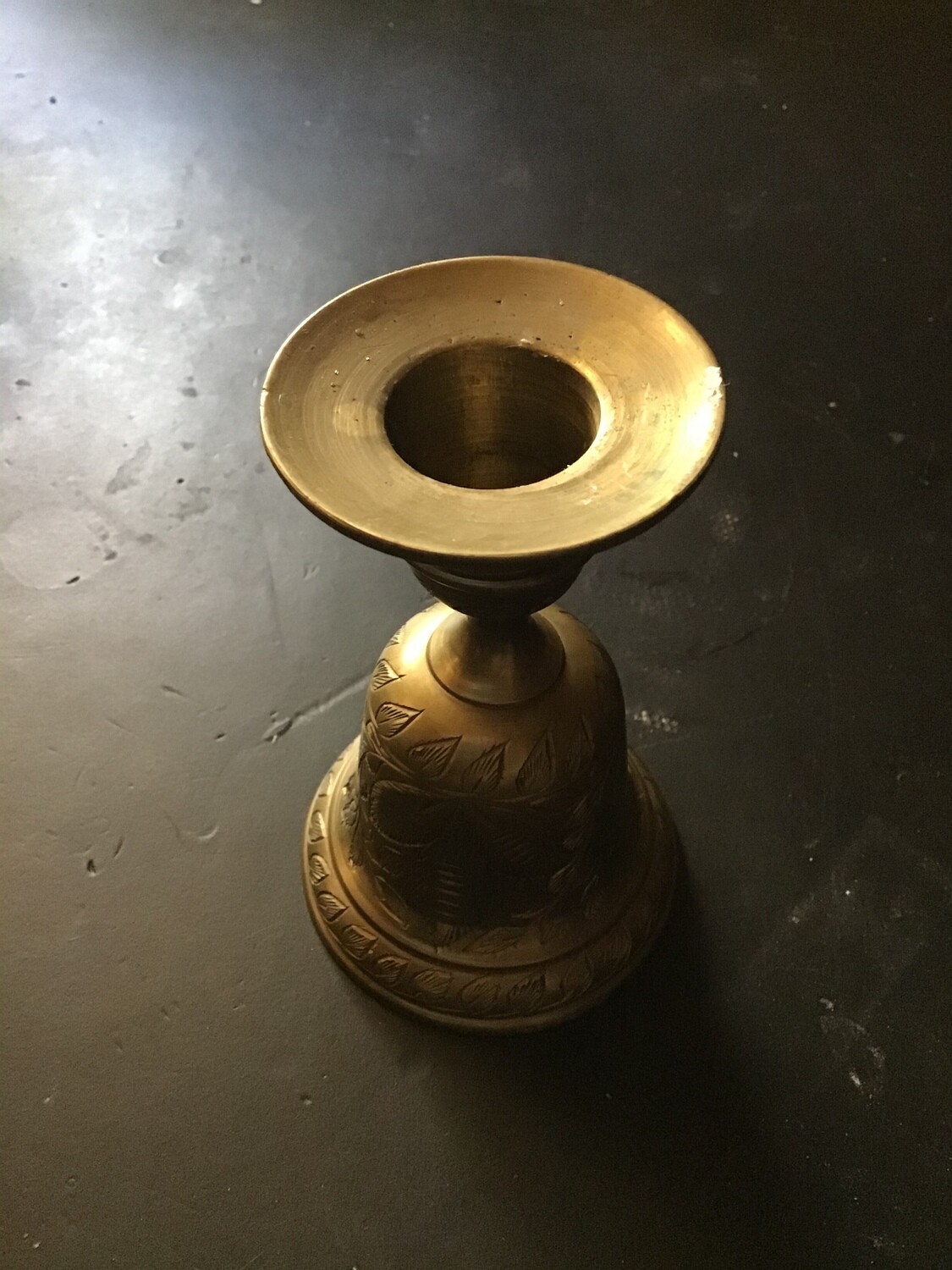 Combined brass bell and candle holder, use as burnt offering and to then summons Djinn