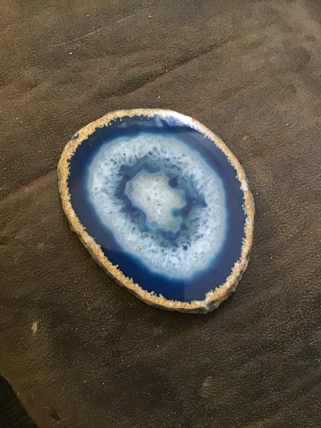 Cut &amp; Polished geode crystal slice, emits elemental essence, energy and empowerment of Water