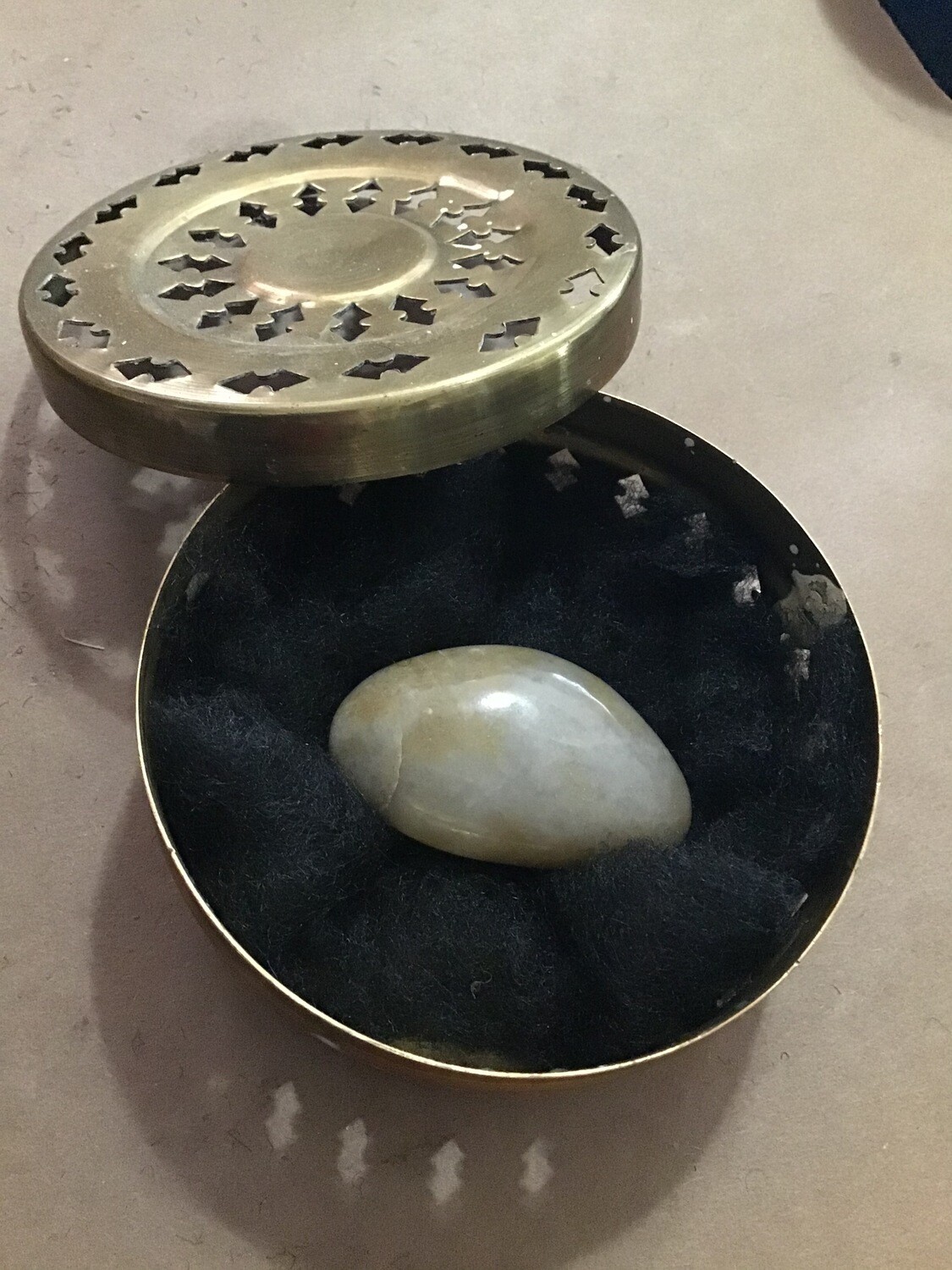 Small Brass Vessel with Powerful Stone, Anoint with Greater Levels of Connectivity with the Universe, The Divine, Heavenly Essences and Energies