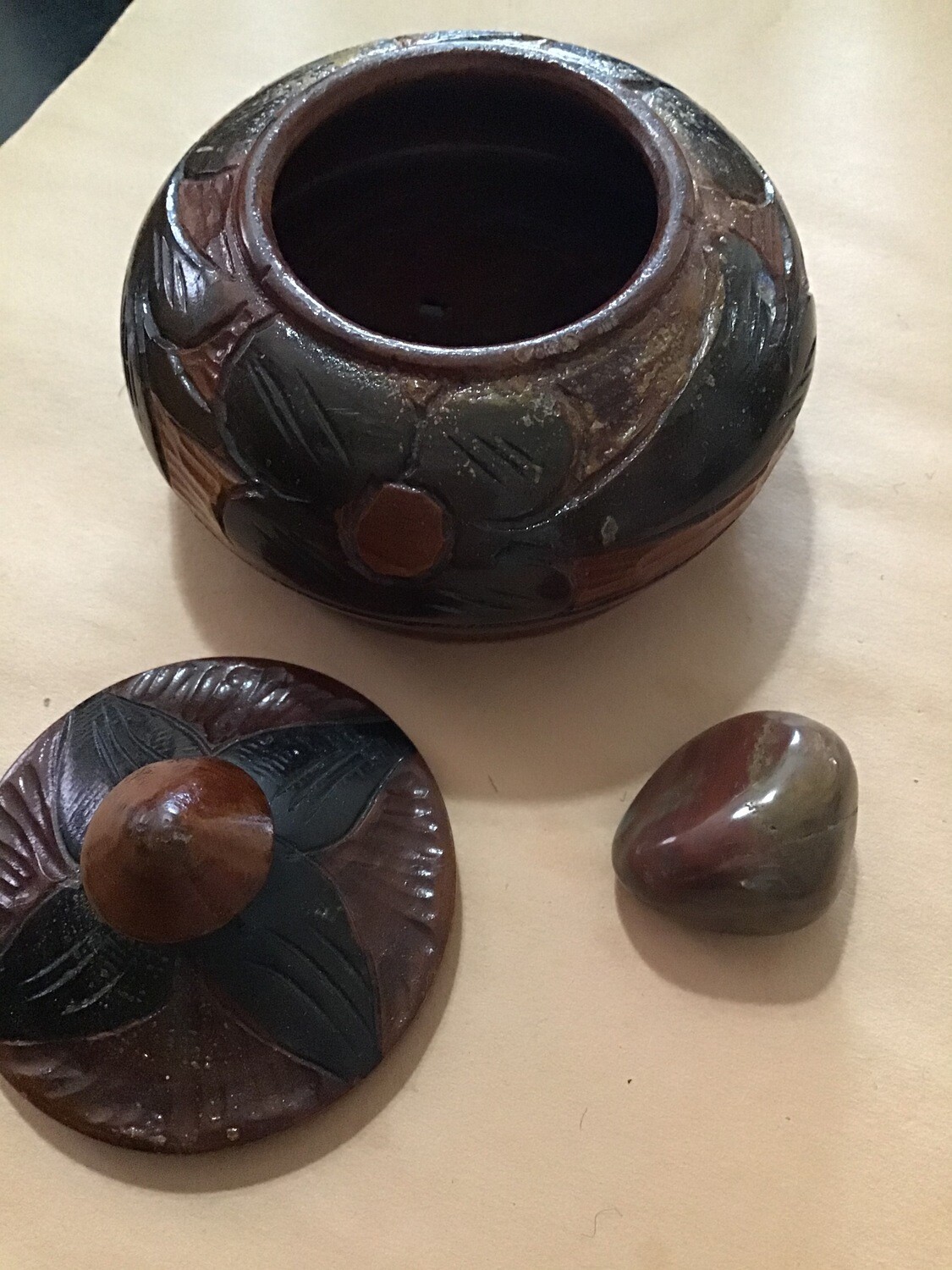Wood Vessel with Powerful Stone, Anoint with Highest Energies of Earth, of Nature, within our realm, Source of Origin...