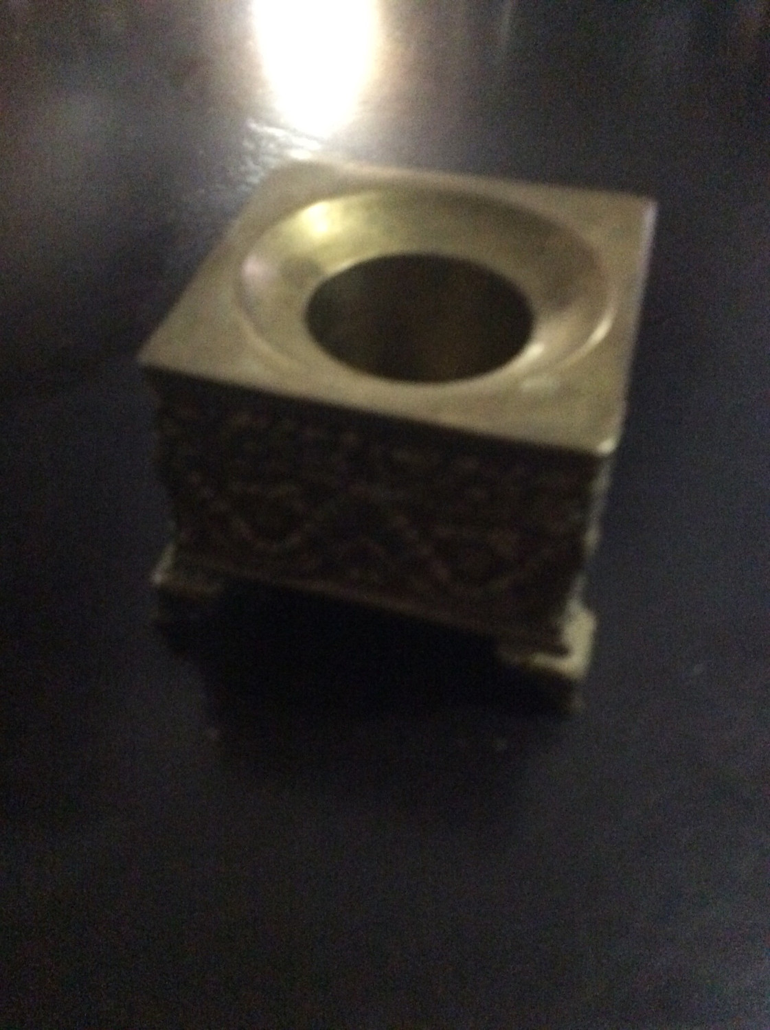 Brass candle or incense cone holder enchanted as powerful highly pleasing means of presenting burnt offering unto a Djinn 