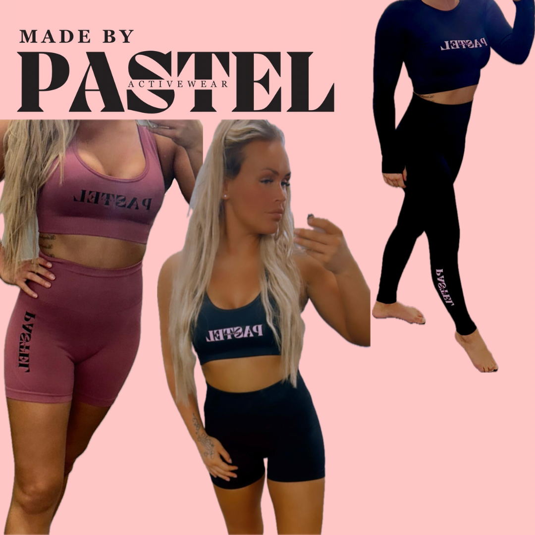 Pastel Activewear High waisted Shorts And Crop Set