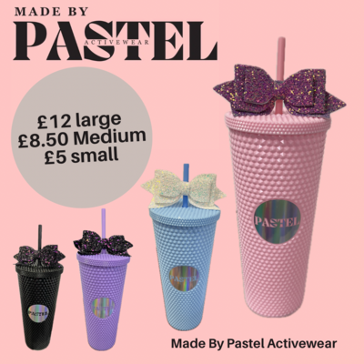 Large PASTEL Glitter Bowed Hydration Cup